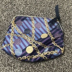 Estee Lauder Blue Purple Gold Chain Print Cosmetic Pouch  Makeup Bag